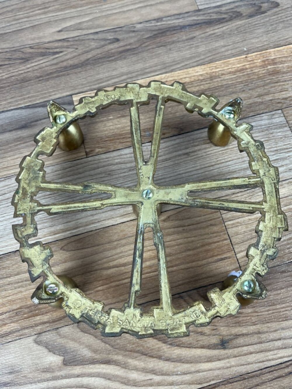 Vtg Terra Sancta Guild Light Shines Brass Enamel Candle Holder - Picture 9 of 9
